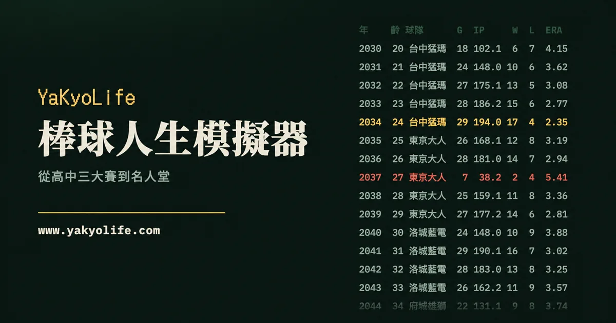YaKyoLife 棒球人生代表圖