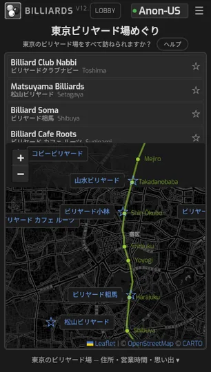 東京撞球場巡禮代表圖
